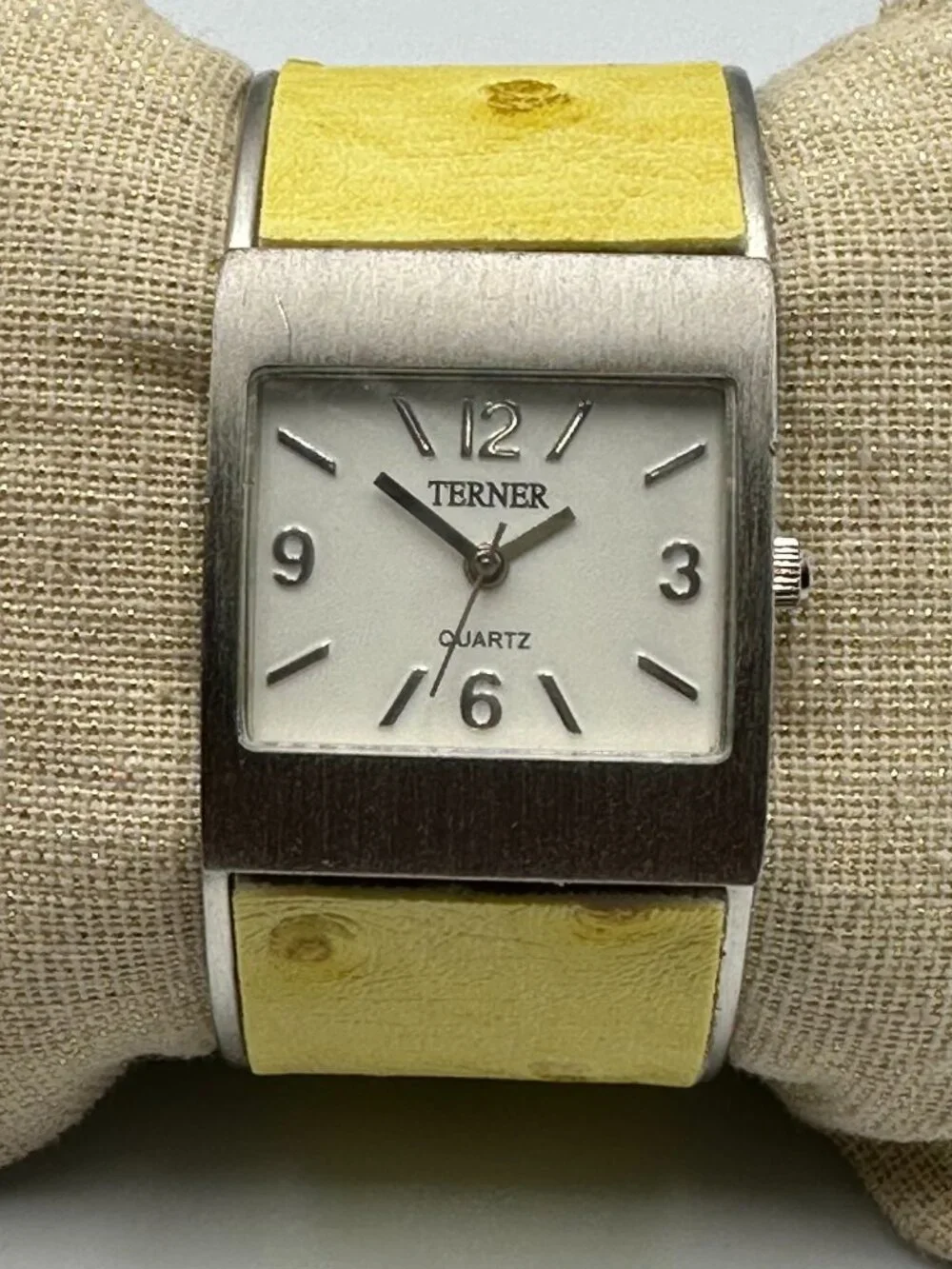 3/$30 Bijoux Terner Watch Women Yellow Faux Ostrich Leather Cuff Band